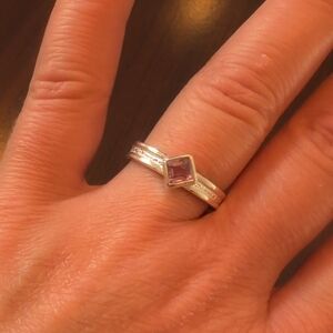 Elegant Sterling Silver and Purple Gemstone Ring